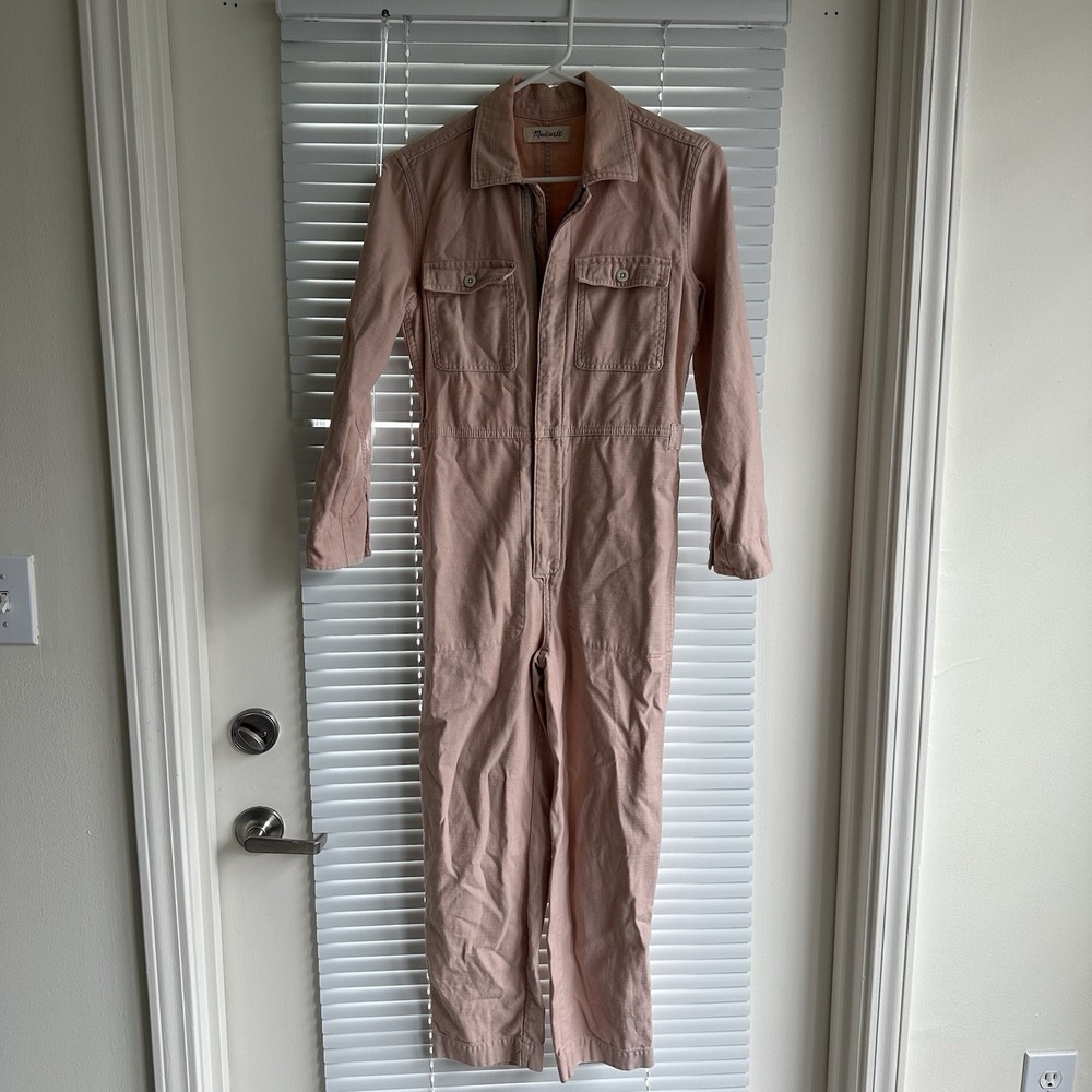 Madewell Garment Dyed‎ Zip Front Coverall in Avalon Pink Jumpsuit S/M